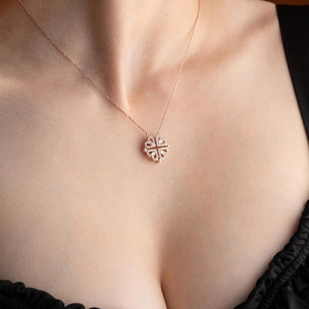 14 Ayar Altın Kaplama Açılır Yonca Kolye