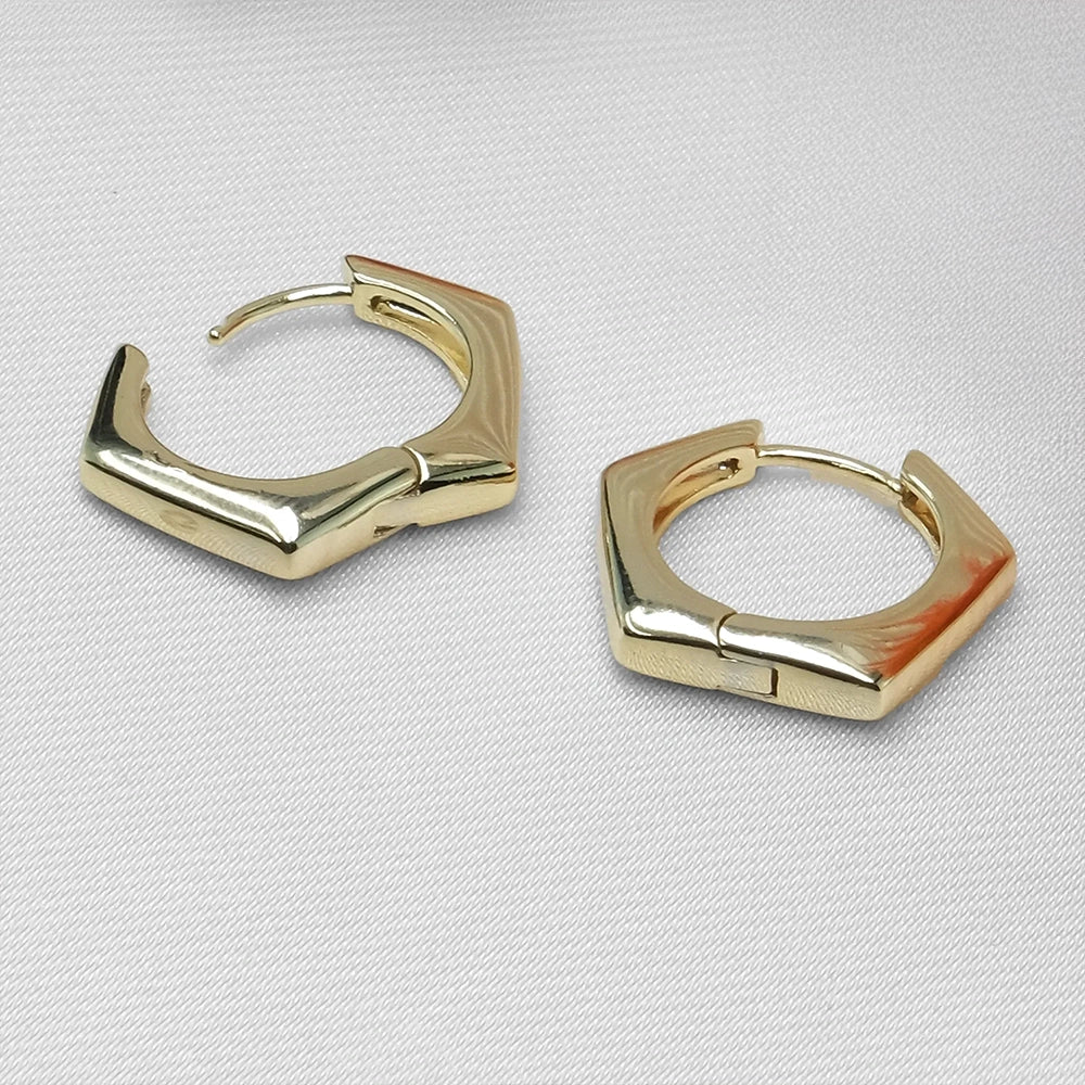 Altın Kaplama Beşgen Küpe