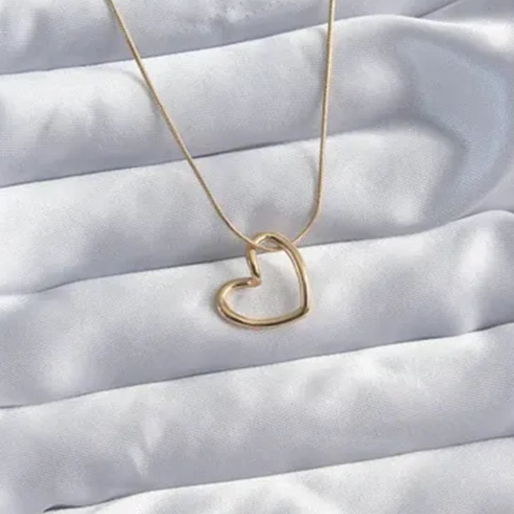 14 Ayar Altın Kaplama İnce Büküm Kalpli Kolye