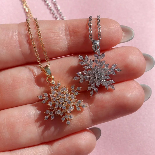 14 Ayar Altın Kaplama Kar Tanesi Kolye Gümüş