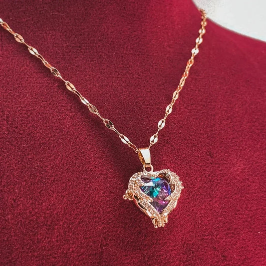 14 Ayar Altın Kaplama Okyanus Kalbi Kolye